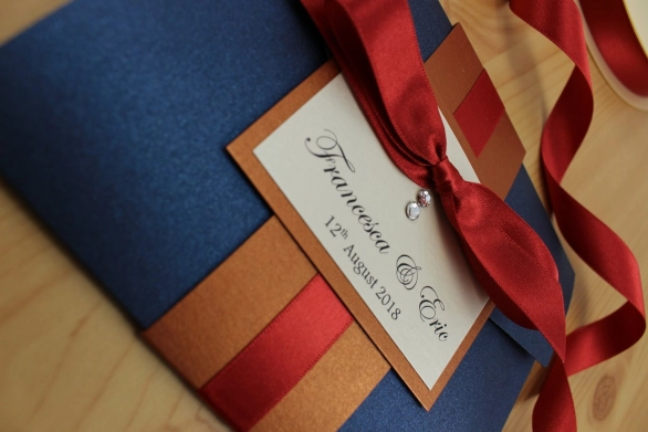 Deep red Pocketfold wedding invitation