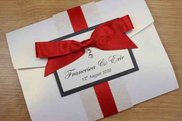  Bright Red Pocketfold Wedding Invitations