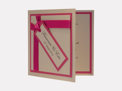 Wish Wedding Invitation Hot Pink / Bright Pink / Fuchsia Pink with Cream / Ivory and Butterflies